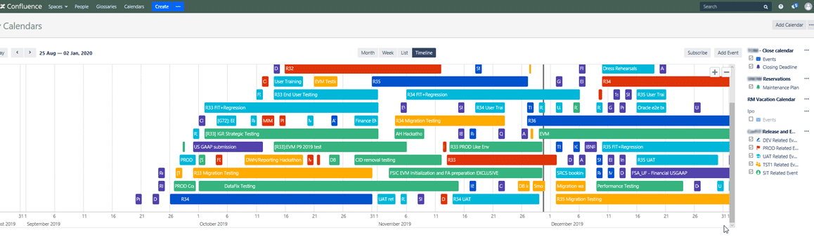 Confluence Team Calendars for Release Management