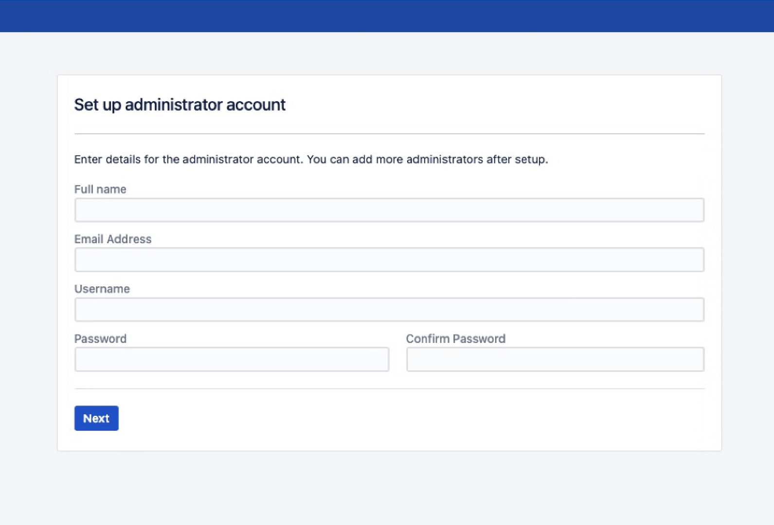 Setup Admin Account