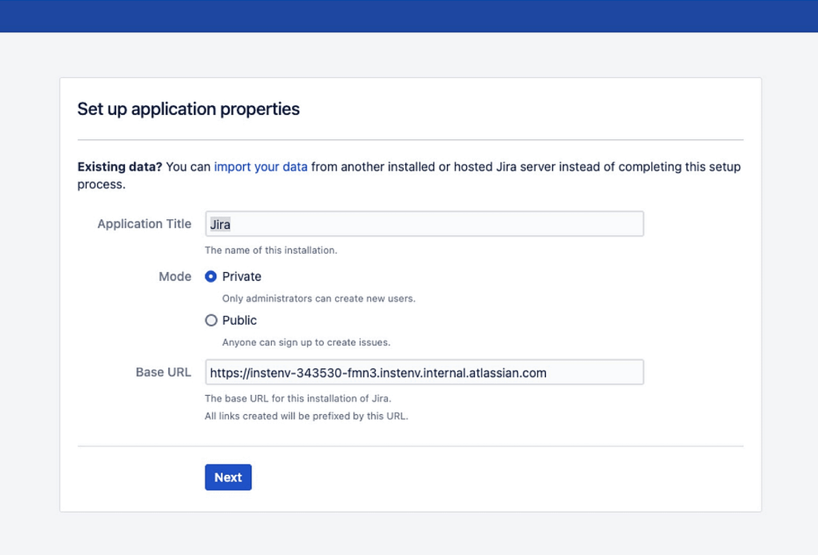 Setup Application Properties