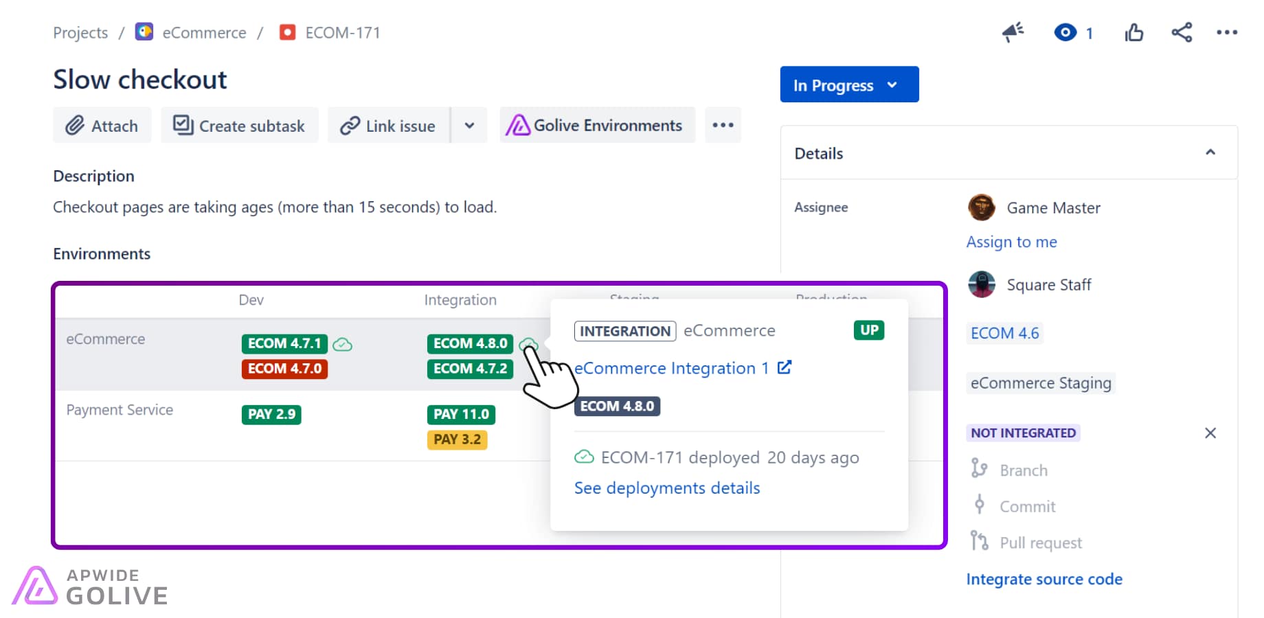 Environment panel to know where your Jira issue has been deployed, available also for Jira Data Center