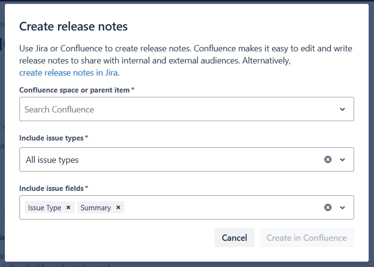 Create a static Confluence Page for your release notes.