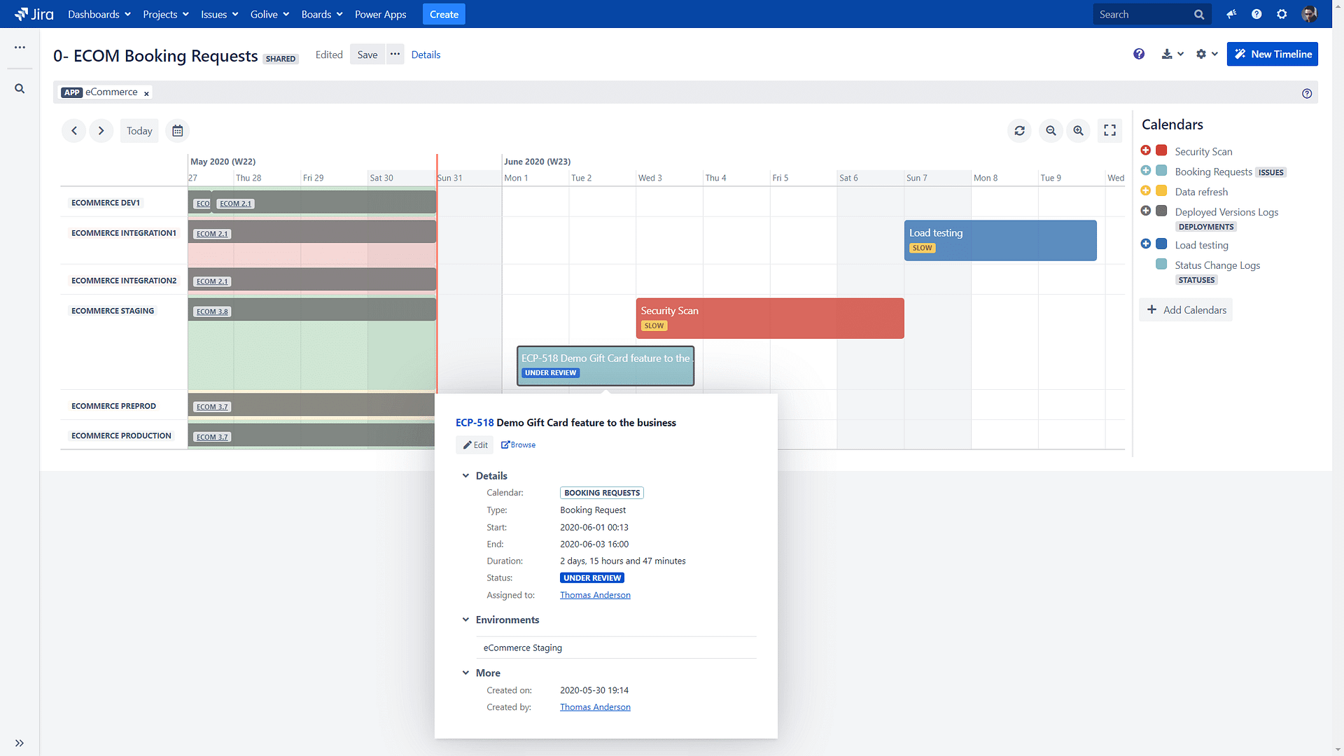 Booking Requests Conflict Management With Golive Jira App Conflict Management On The Timeline For Environments Booking Requests With Jira And Golive