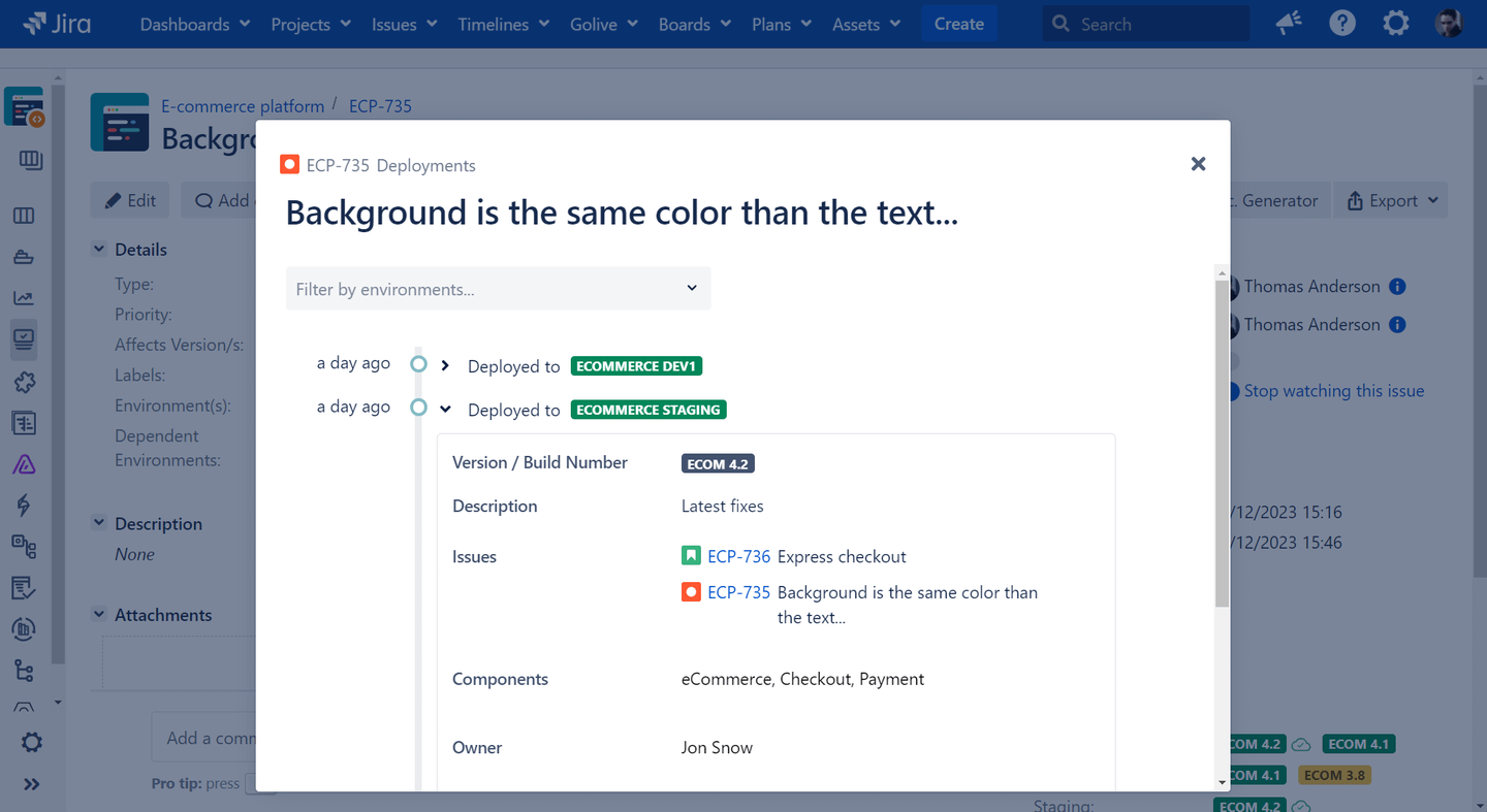 Issue Deployment Panel On Jira Data Center